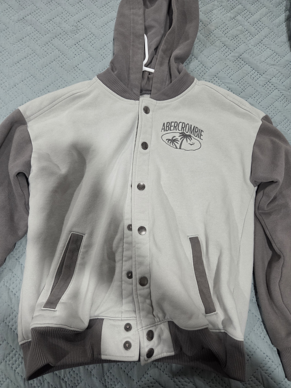 Abercrombie Kids Light Gray Snap-Front Hoodie